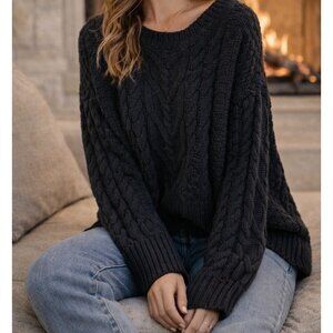 POL Dark Gray Chenille Oversized Sweater Comfy Casual Relaxed Size Small Women's